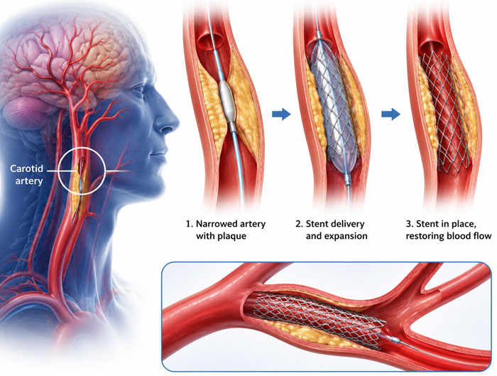 Carotid and intracranial stenting by a neurointerventionist in Vile Parle